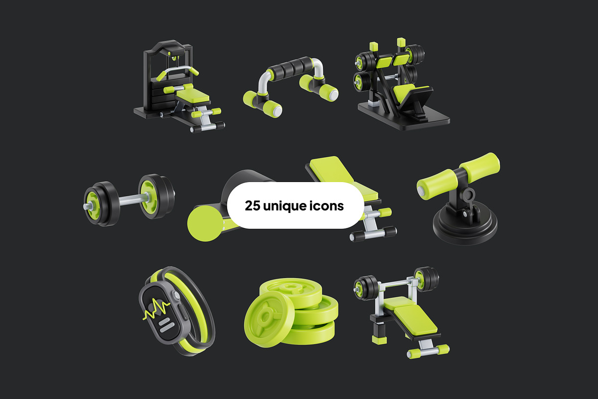 Fitness and Gym 3D Icon Pack, an Object 3D Model by Nate Studios (Photo 5 of 6)