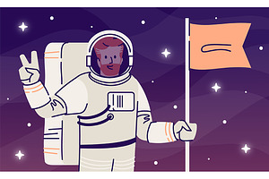 Astronaut Flat Vector Illustration