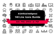 140 Artificial Intelligence Icons,AI, an Outline Icon by MarkoBabii (Thumbnail 1 of 4)