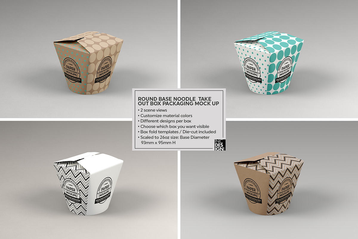 Round Base Noodle Box Mockup, a Packaging Mockup by INCDesign (Photo 4 of 9)