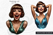 Vintage flappers clipart set, a Decorative Illustration by ThatsDesignArt (Thumbnail 7 of 10)