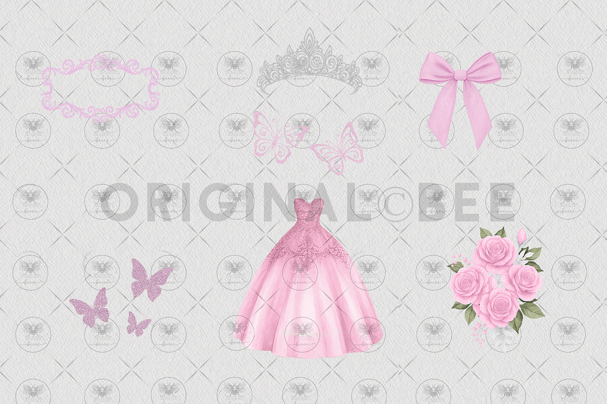 Princess Quinceañera Pink Clipart, an Illustration by BigCakeBee (Photo 4 of 5)