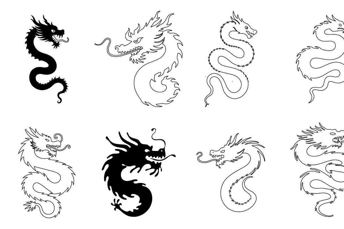 Chinese Dragon Silhouette Vector set, an Animal Illustration by RAHMAT (Photo 9 of 9)