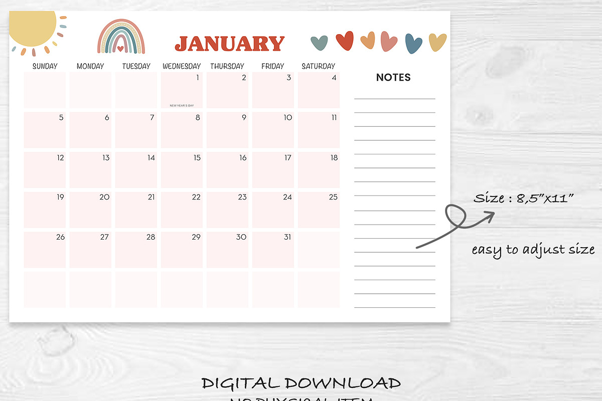 Calendar 2025 Printable | Template, a Flyer Template by Emilly Studio (Photo 3 of 5)