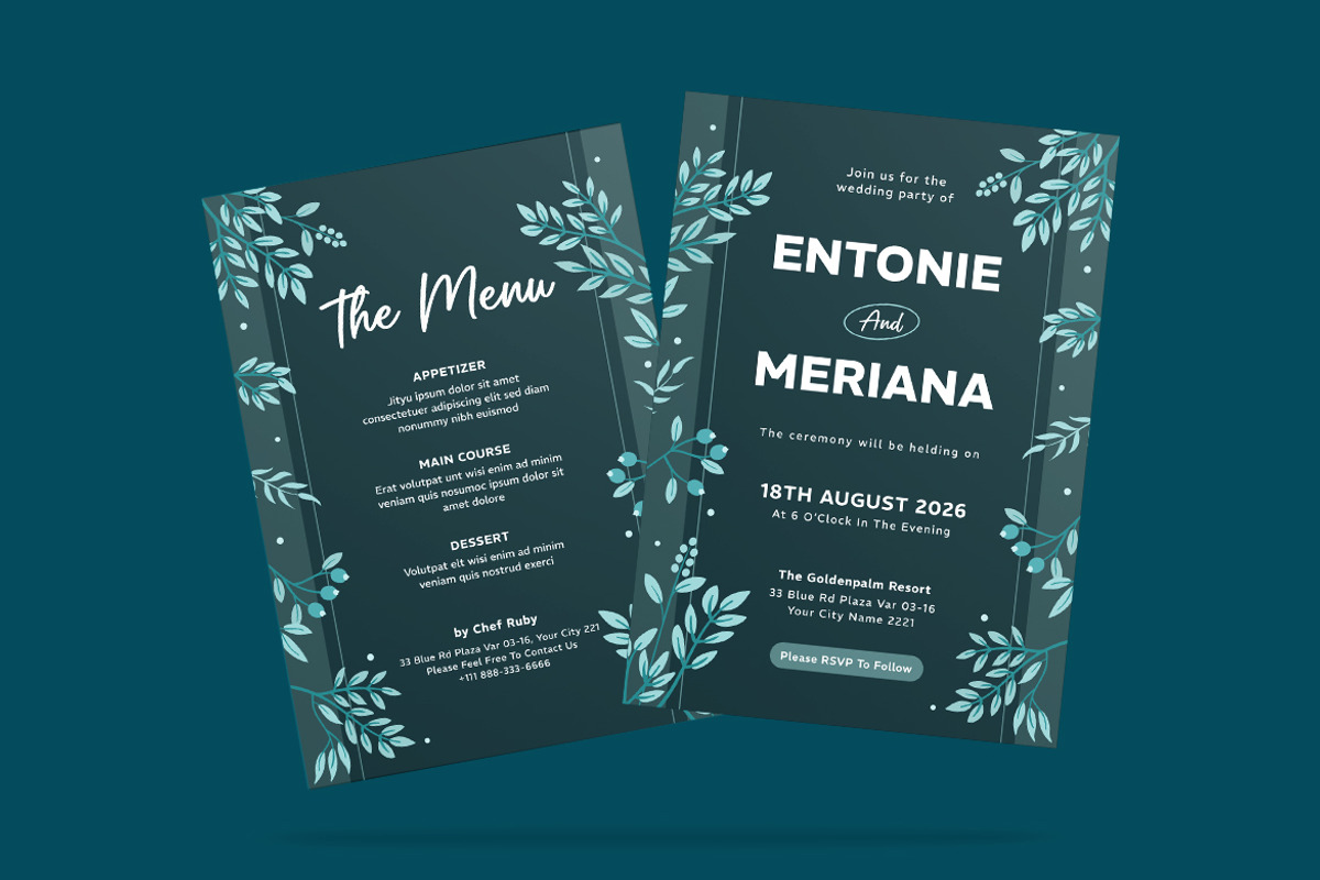 Elegance Wedding Invitation Template, an Invitation Template by iDoodle Studio (Photo 3 of 4)