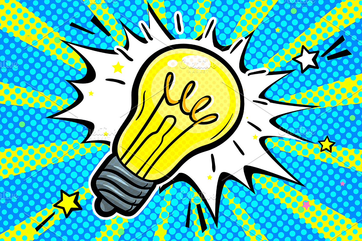 Light bulb in pop art style, an Education Illustration by VectorStory (Photo 2 of 3)