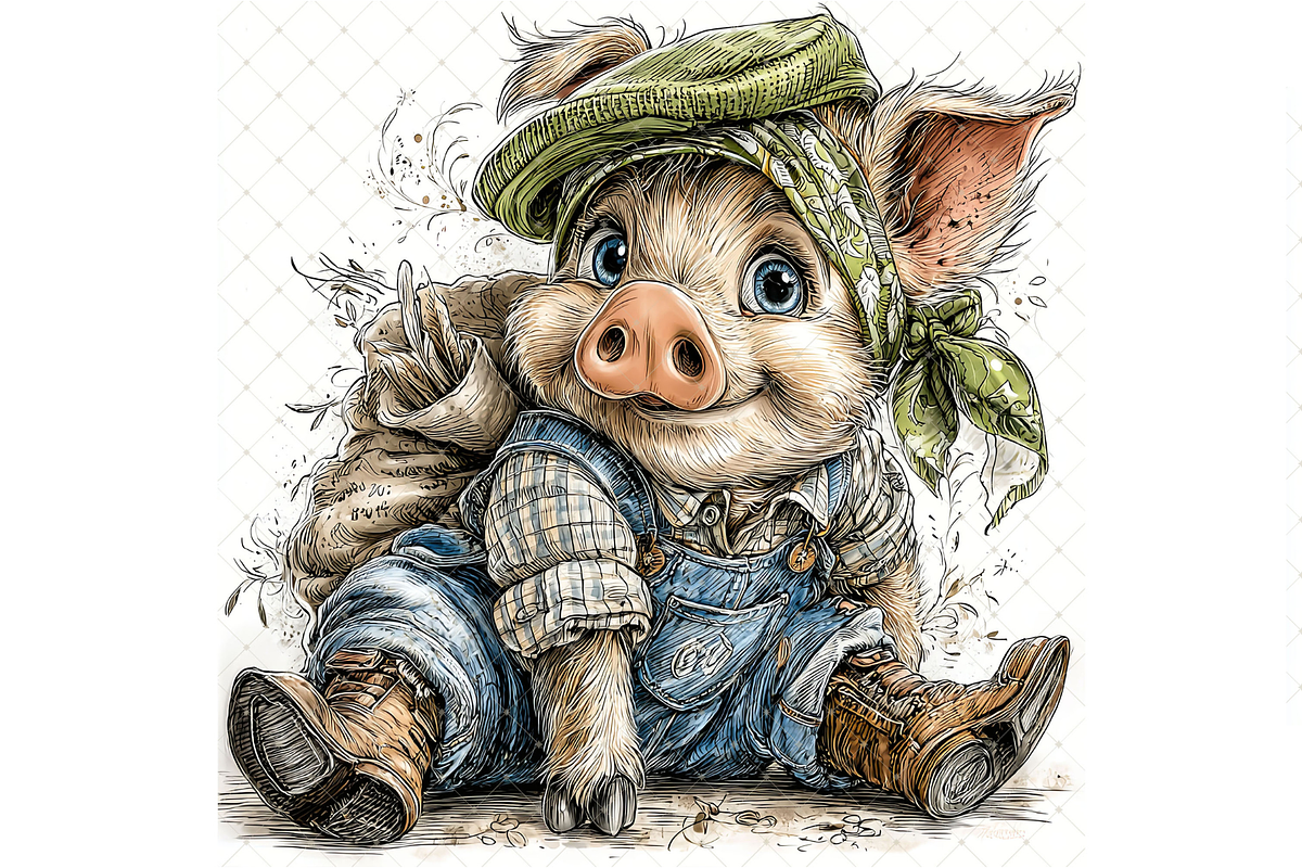 Piglet In Outfit Clipart JPG, an Animal Illustration by Memories By Lea (Photo 5 of 20)