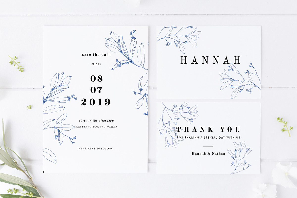 Blue branch wedding card set, a Card Template by TurquoiseDesign (Photo 2 of 4)