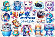 Cute cat Sticker Clipart Bundle, an Illustration by Dream Creation (Thumbnail 1 of 4)