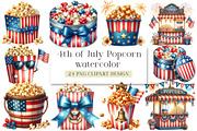 Watercolor 4th of July Popcorn, a Seasonal Illustration by DreamArtGraphic (Thumbnail 1 of 4)