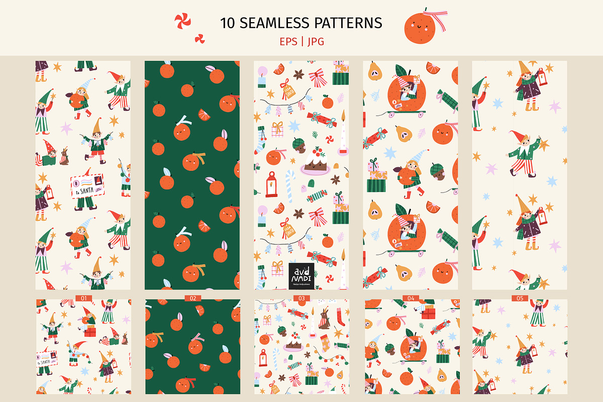 Merry Little Elves Collection, a Seasonal Illustration by avdnadi (Photo 7 of 10)