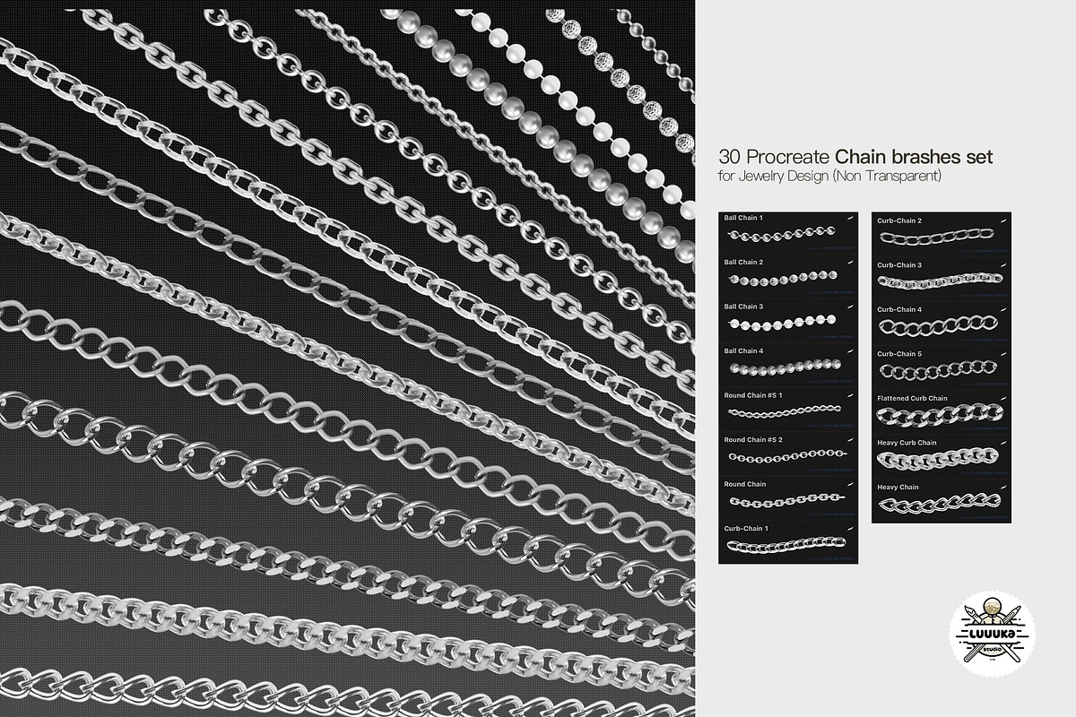 30 Procreate Chain brashes set, a Brush Add-On by Luuuka studio (Photo 4 of 6)