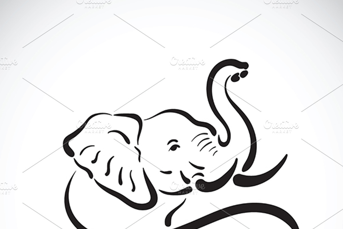 Vector of elephant head. Wild animal, an Outline Icon by yod67