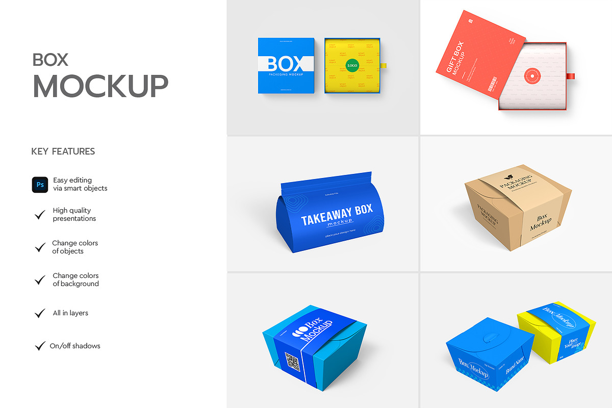 Takeaway Food Box Mockup Pack, a Packaging Mockup by graphypix (Photo 2 of 15)