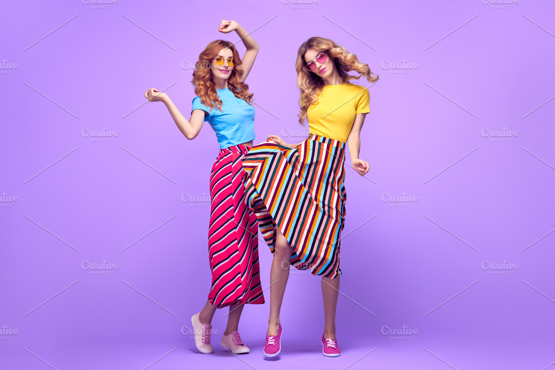 Two girls fooling around fashion containing two, girl, and jumping, a Beauty & Fashion Photo by iBear