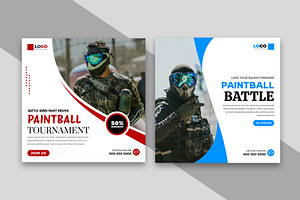 Paintball League Social Media Post, a Social Media Template by nandinigraphics