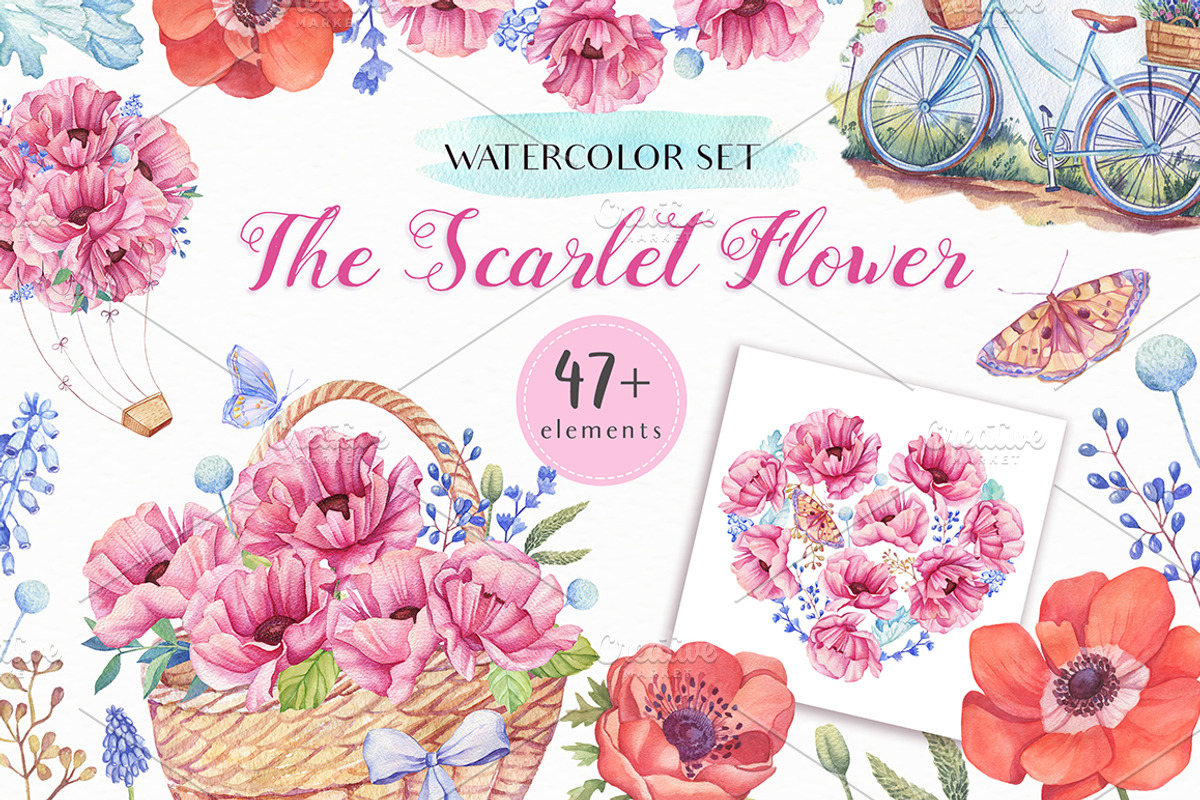 -90% OFF - Watercolor Flowers Bundle, a Decorative Illustration by Irina Diasli (Photo 3 of 12)