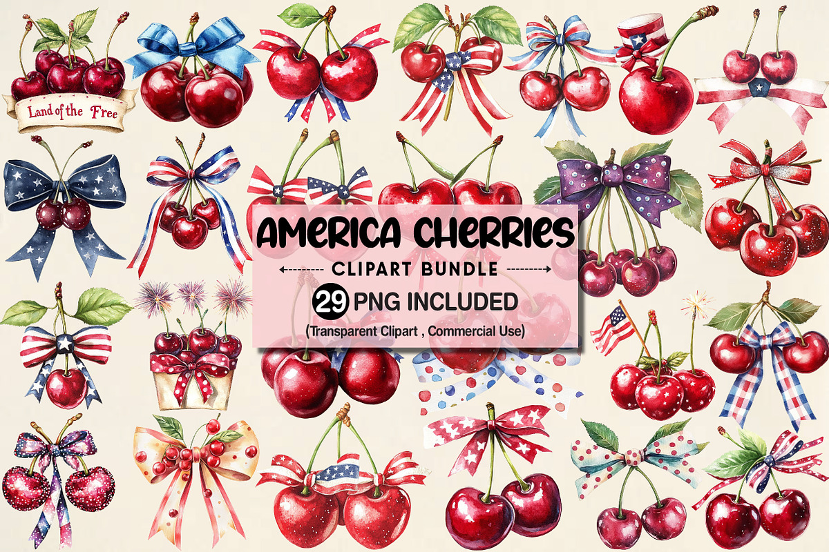 Patriotic America Cherries PNG, an Illustration by Pixels.Craft (Photo 1 of 5)