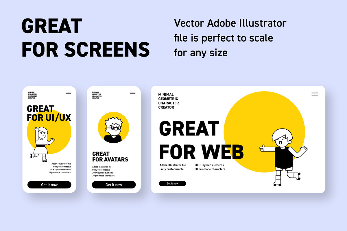 Vector Geometric Character Creator, a Person Illustration by Katedsgn (Photo 6 of 7)
