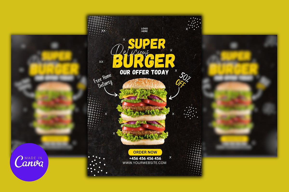 Super Burger Canva Design Template, a Marketing Template by Mishek Munene (Photo 2 of 3)