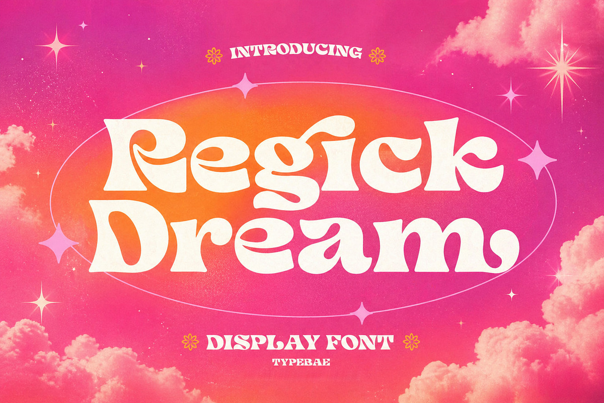 Regick Dream – Retro Display Font, a Serif Font by Typebae (Photo 1 of 9)