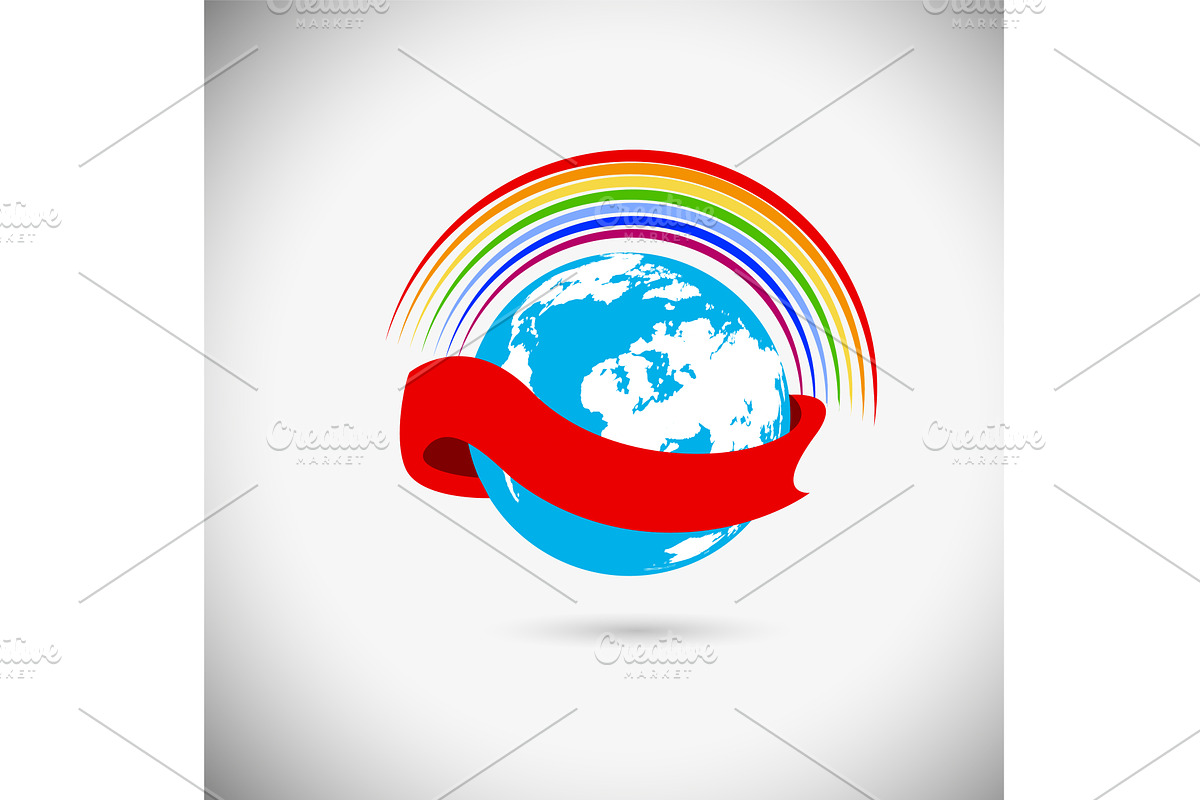 Globe and rainbow logo. Not AI, an Illustration by Nenahliadava Design