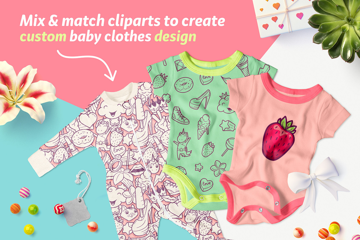 Girls Power. Clipart and pattern set, a Decorative Illustration by yurlick (Photo 7 of 8)