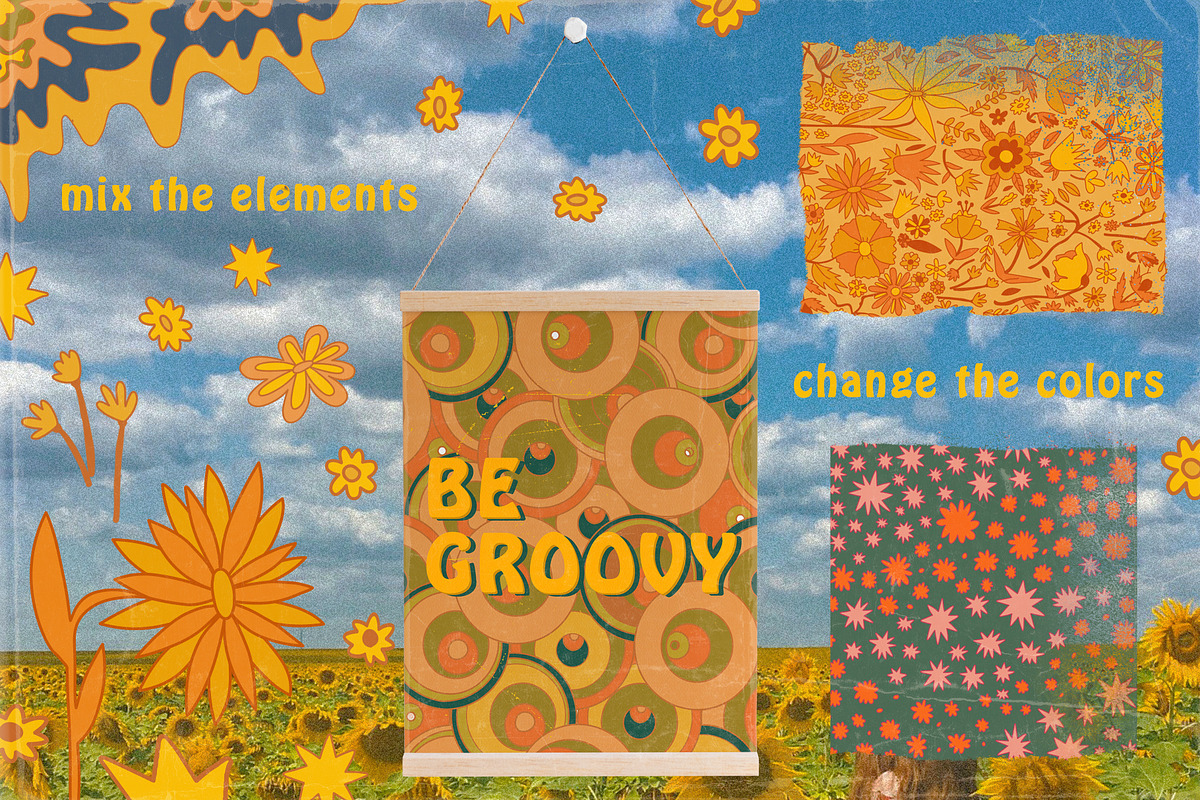 70s vector groovy boho posters, a Texture Illustration by okchizh (Photo 5 of 6)