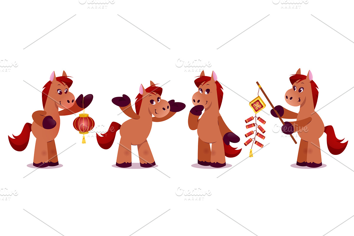 Red horse cartoon 2026 Chinese New, an Illustration by art PVP - market