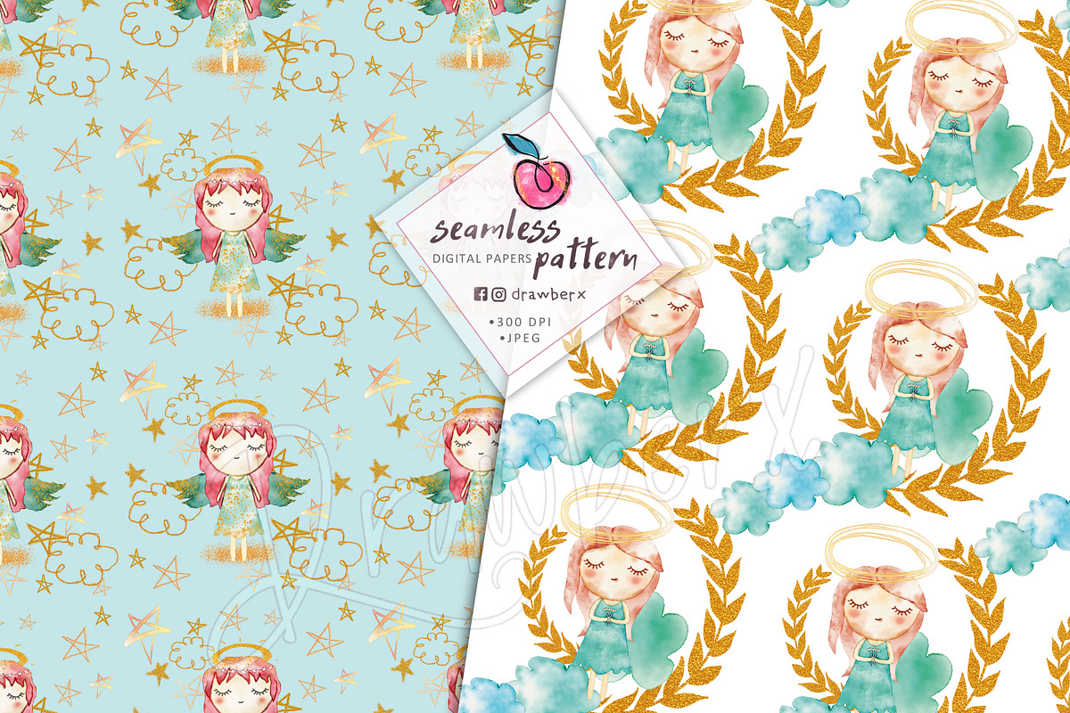 Little Angel Seamless Paper Pack 001, a Pattern Graphic by Drawberx (Photo 9 of 10)
