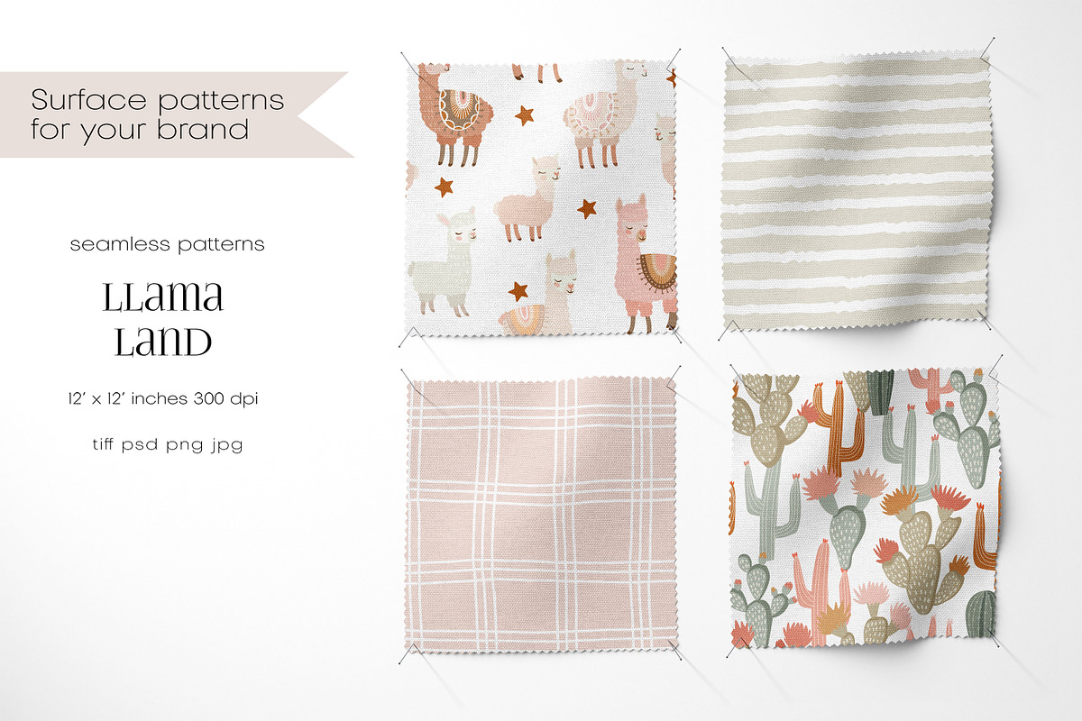 Llama Land Kids Pattern Collection, a Pattern Graphic by PROTEA Watercolor Studio (Photo 3 of 9)