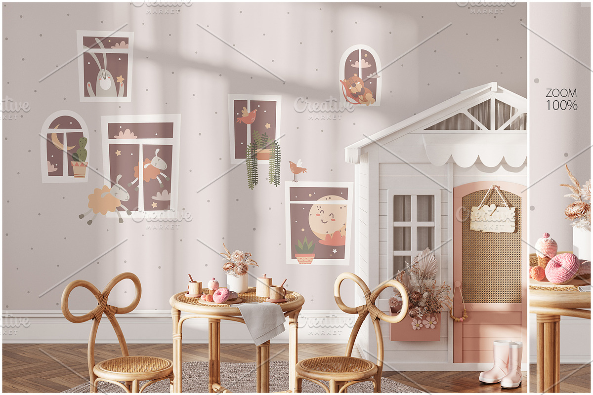 Kids Wall & Frame Mockup Bundle 7, a Print Template by Yuri-U (Photo 11 of 22)