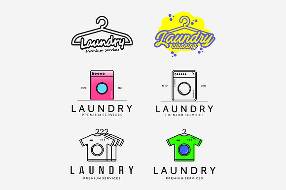 Set of Clothes Laundry Logo Vintage preview 2