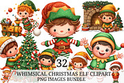 Whimsical Christmas Elf Clipart, an Illustration by Craft Nest (Thumbnail 1 of 11)