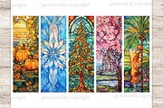 Stained Glass Seasons Bookmarks, an Object Illustration by GlamArtZhanna (Thumbnail 2 of 3)