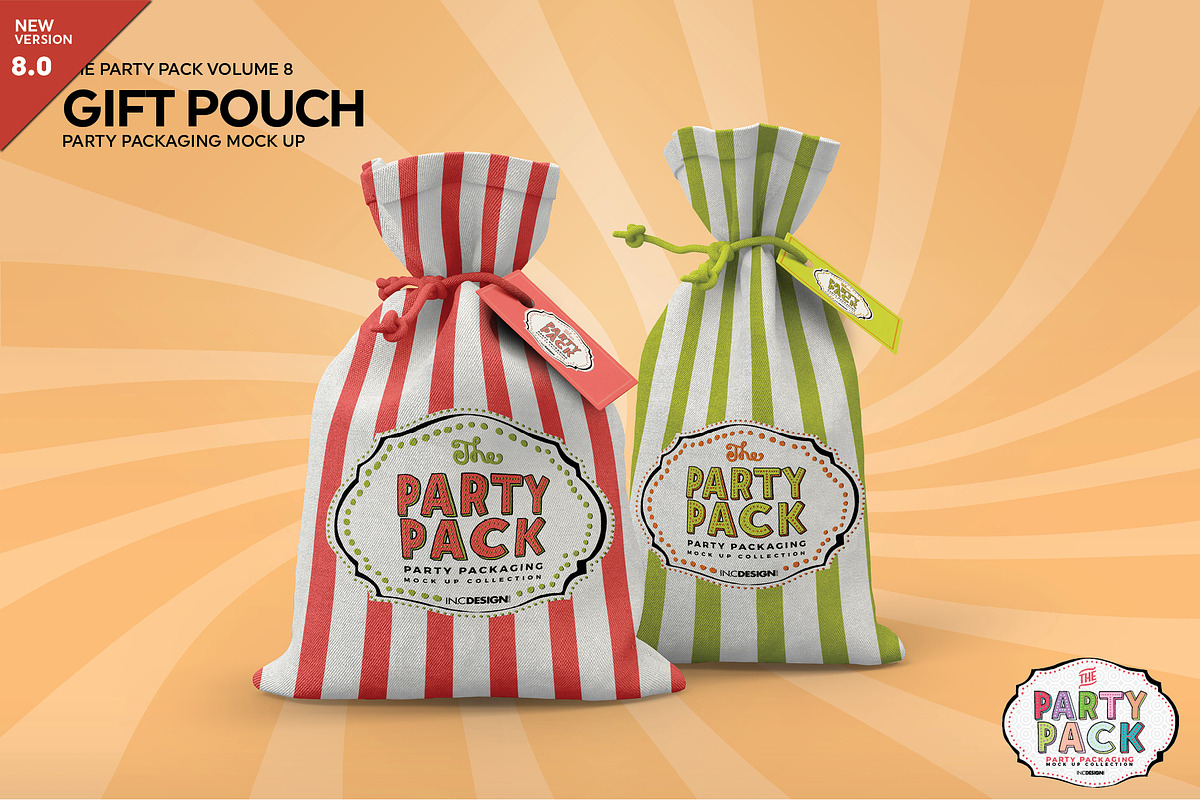 Party Gift Pouch Packaging Mockup, a Cups & Container Mockup by INCDesign (Photo 1 of 7)