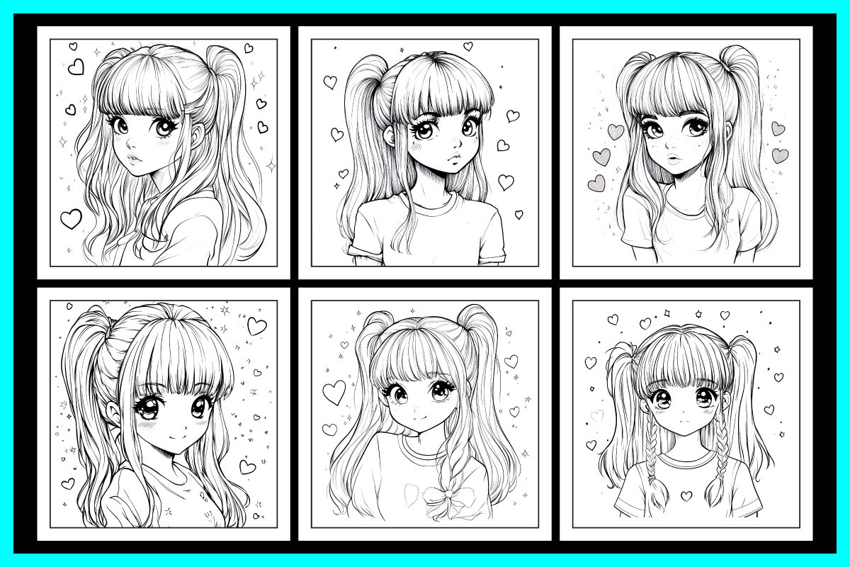 Valentine Anime Coloring Pages, a Person Illustration by protabsorkar11 (Photo 5 of 7)