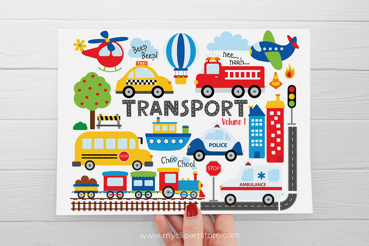 Transport, Trains, Airplanes, Cars, a Transportation Illustration by MyClipArtStore (Photo 2 of 3)