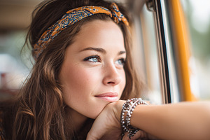 Portrait of a young woman with blue, a Person Photo by MistyDay