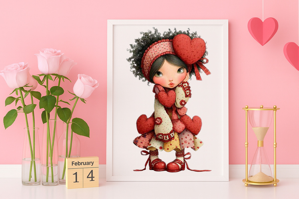 Quirky Valentine Girl Clipart Bundle, an Illustration by Canvas Craft (Photo 6 of 6)