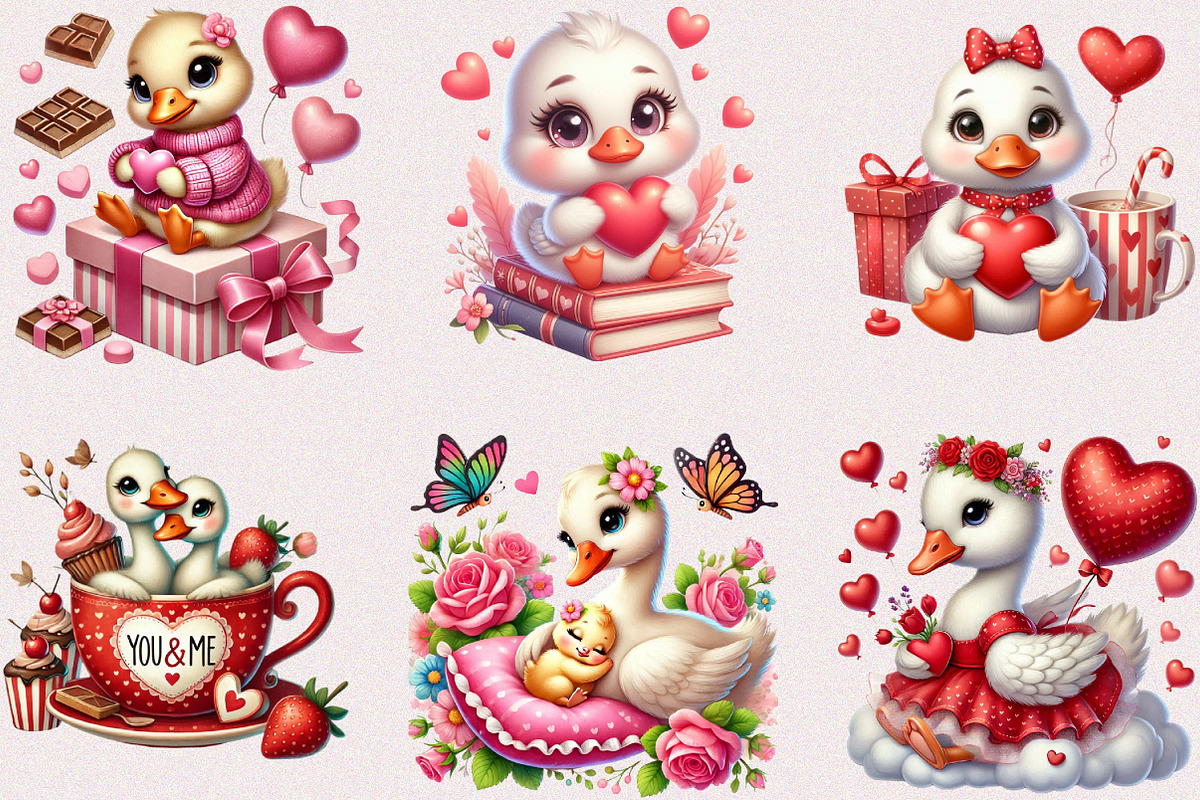 Valentine Cute Goose Clipart Bundle, a Seasonal Illustration by Craft Nest (Photo 2 of 5)