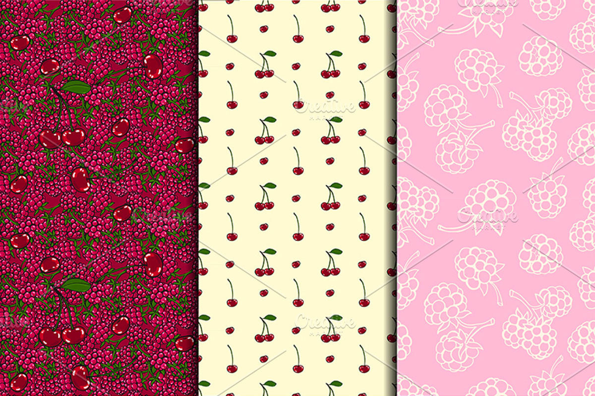 Berry set. 12 seamless patterns preview 4