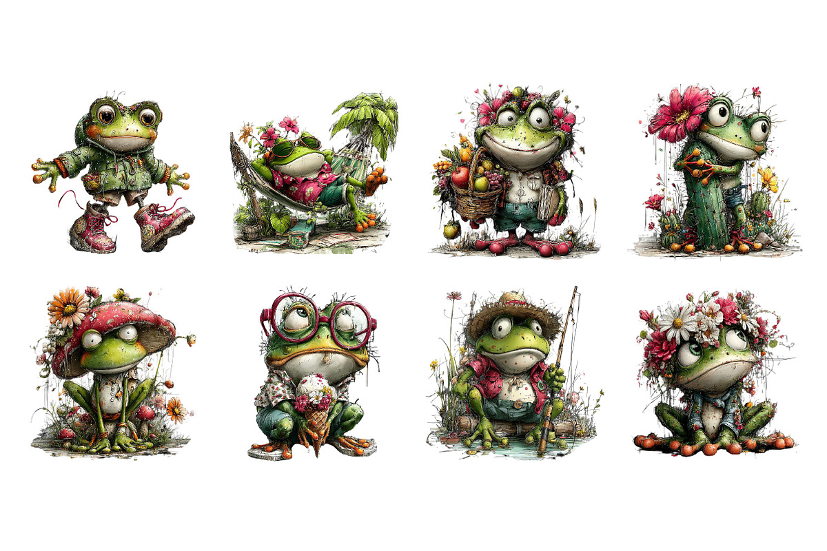 Whimsical Summer Frogs Clipart, an Illustration by Dream Creation (Photo 4 of 6)