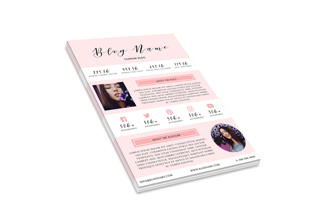 Rose Blogger Marketing Template Pack, a Stationery Template by Minty Fox Designs  (Photo 4 of 6)