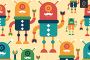 Funny robots seamless pattern set, a Pattern Graphic by Yury Velikanov (Thumbnail 3 of 5)