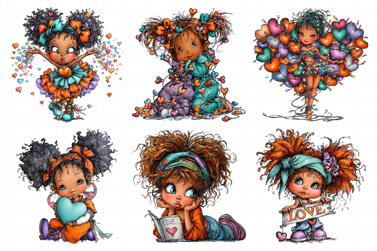 Valentine Holiday Black Girl Clipart, an Illustration by Daily.Designs (Photo 4 of 7)