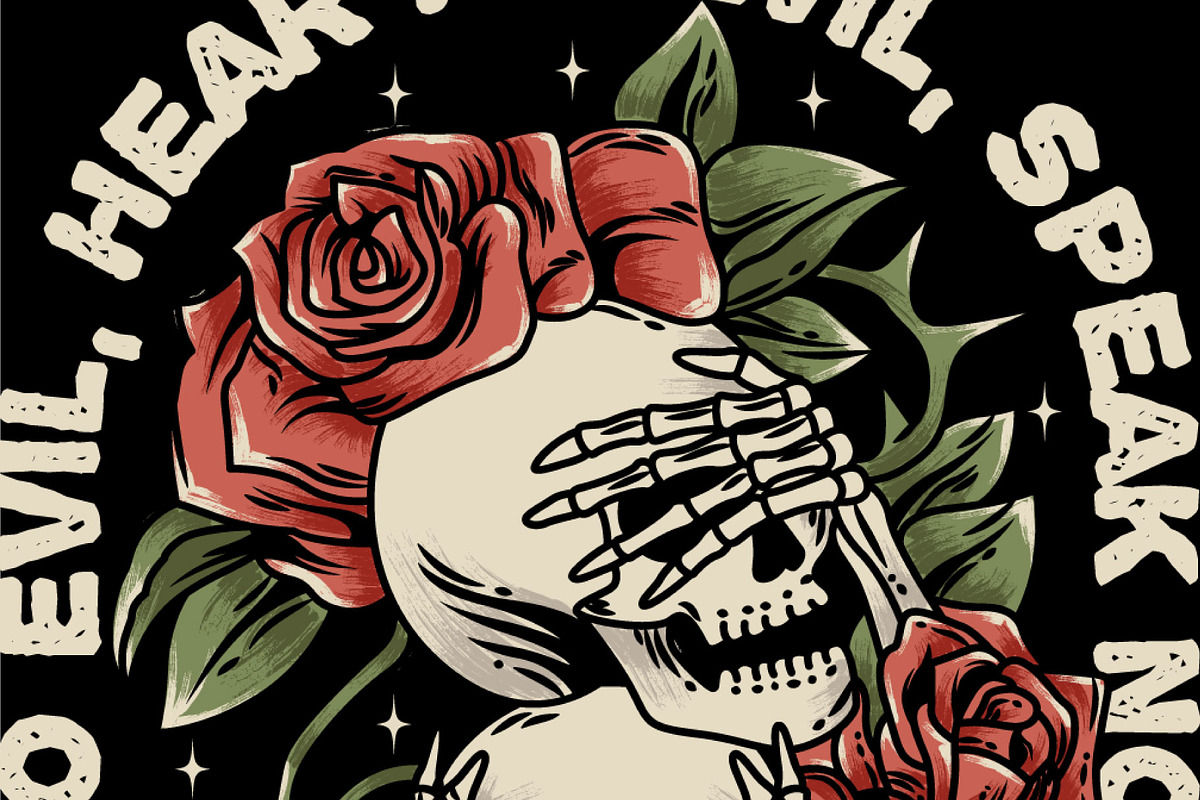 Skull no see, no hear, no speak, an Illustration by Pen of God Studio (Photo 3 of 4)