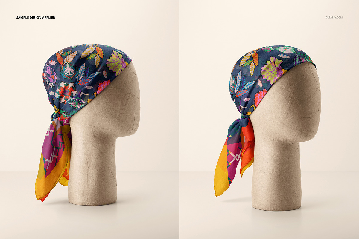 Habotai Silk Scarf Mannequin Mockup, a Hat Mockup by creatsy5 (Photo 4 of 8)