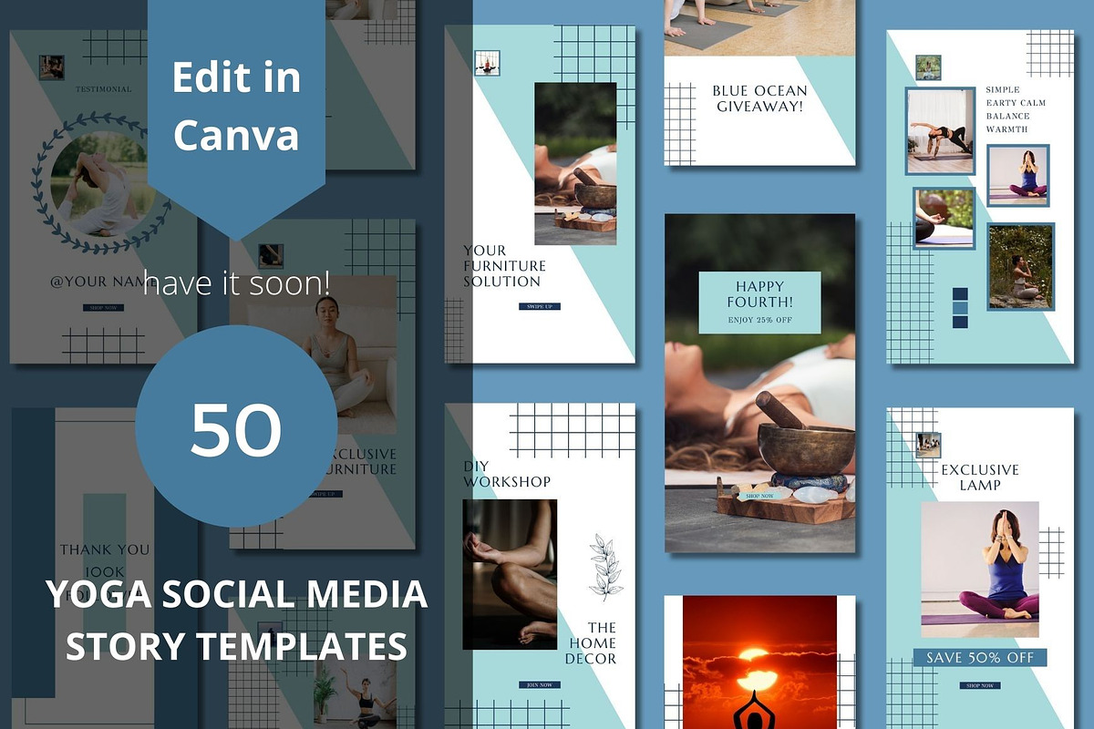 Yoga Social Media Story Templates, a Social Media Template by BoontenStudio (Photo 1 of 8)