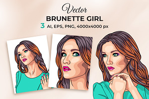 Vector Brunette Girl, a Person Illustration by Iryna Denysova